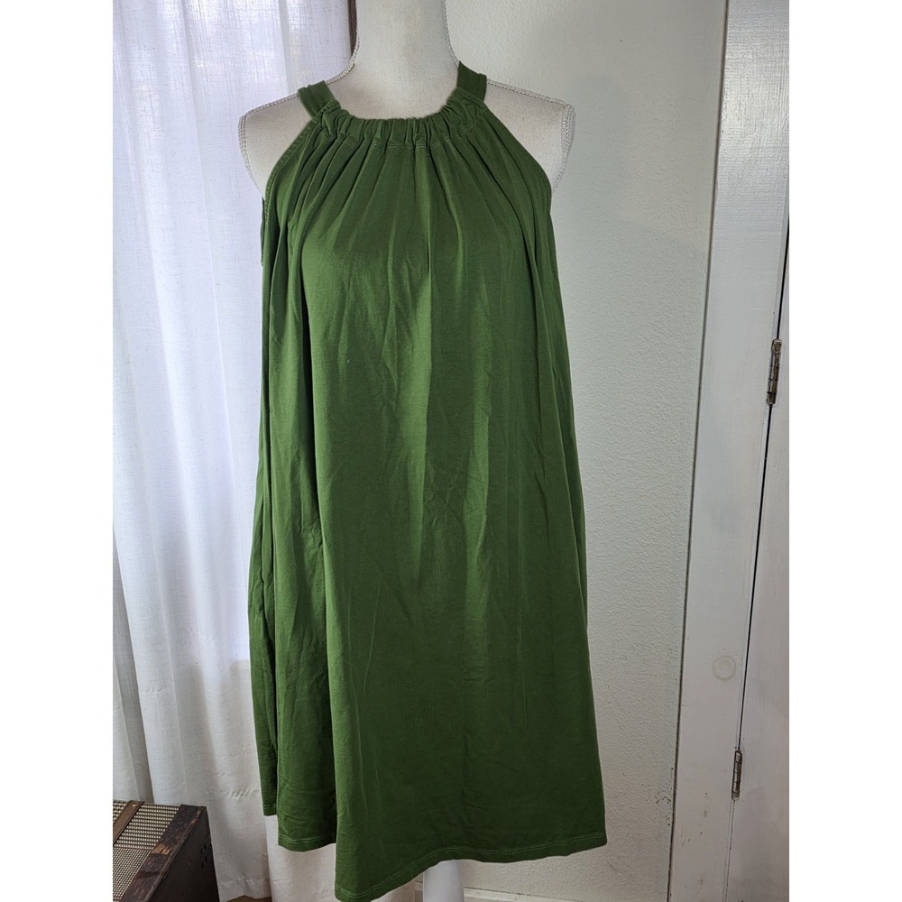 Eshakti Halter Dress Green Approximate Size Large Mini Sleeveless Cotton Spandex
